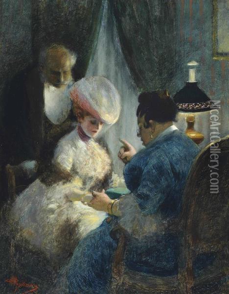 A Visit To The Fortune Teller Oil Painting - Albert Guillaume
