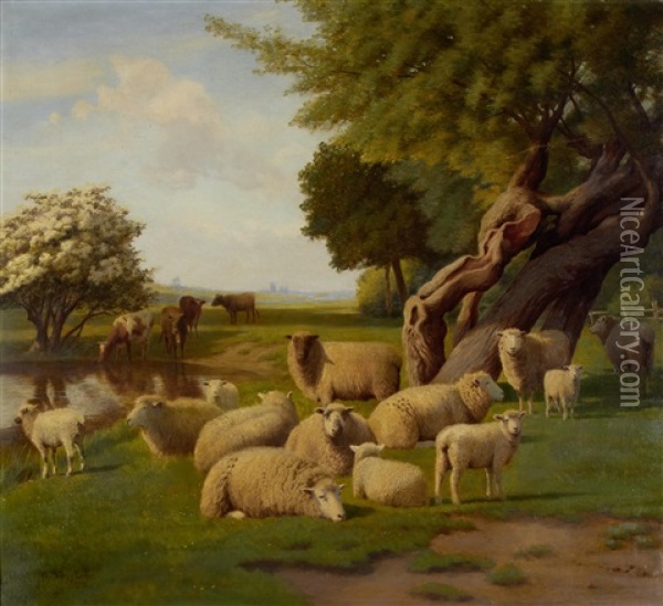Springtime Oil Painting - William Sidney Cooper