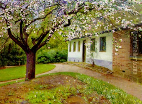 Cherry Blossom Oil Painting - Sigurd Wandel