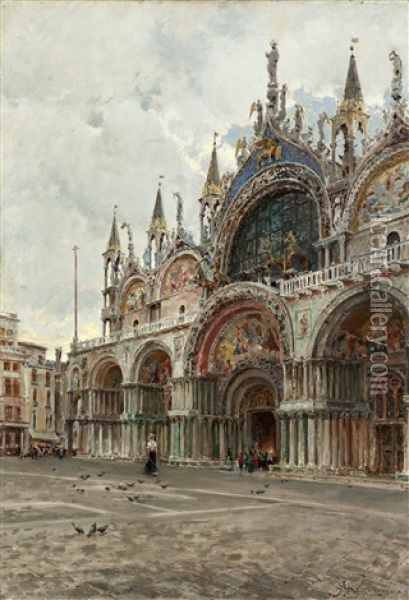 San Marco, Venedig Oil Painting - Augusto Lovatti