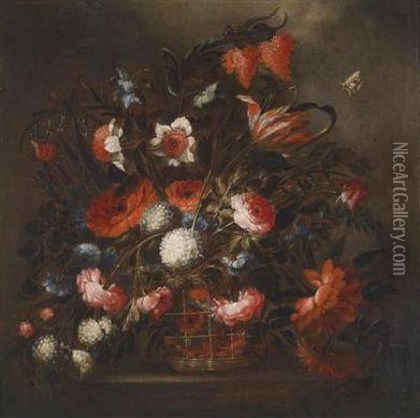 A Floral Still Life Oil Painting - Jose De Arellano