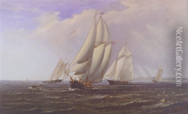 American Sailing Vessels Offshore Oil Painting - Forshaw Day