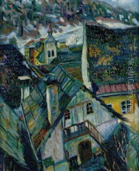 Dorf Oil Painting - Laszlo Gabor