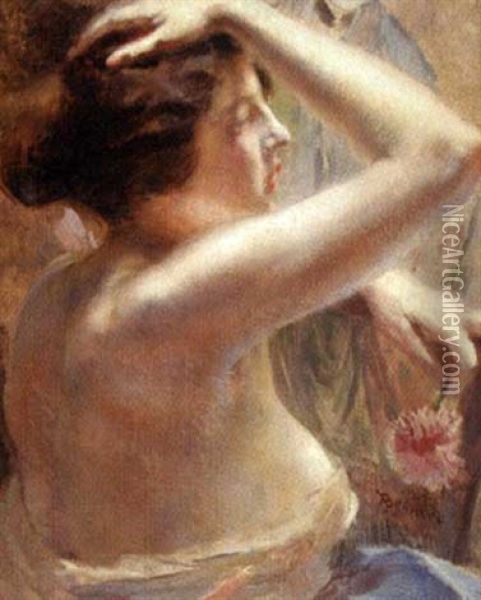 Jeune Femme De Profil Oil Painting - Albert Besnard