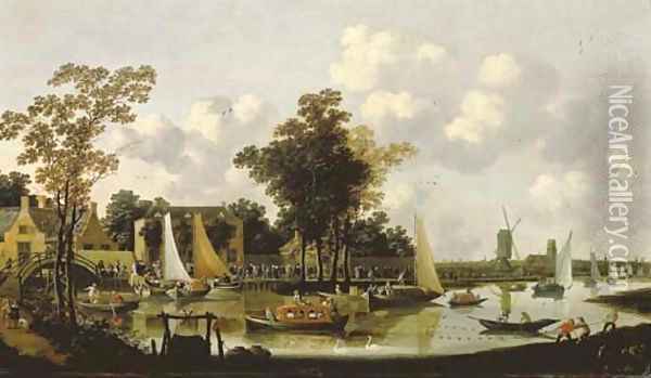A holiday afternoon on the Zwaenhals, near Rotterdam Oil Painting - Pieter Bout