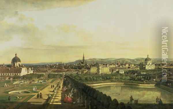 The Belvedere from Gesehen, Vienna Oil Painting - Bernardo Bellotto