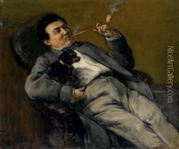 Le Fumeur De Pipe Oil Painting - Henri Michel-Levy