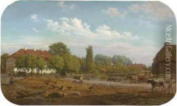 A View Of The Village Of Hohen Demzin, Mecklenburg Vorpommern,germany Oil Painting - Bernhard Schmidt