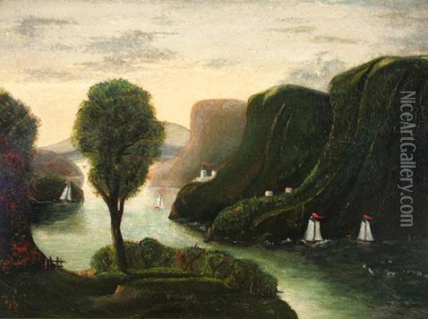 Hudson River Landscape With View Of West Point Oil Painting - Thomas Chambers