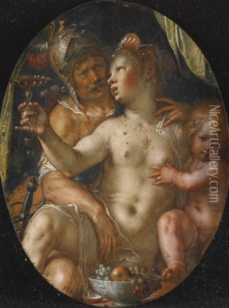 Mars, Venus And Cupid Oil Painting - Joachim Anthonisz Wtewael