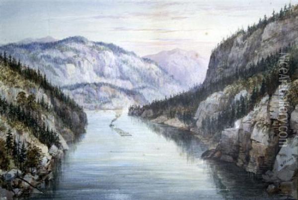 On The Frazer River, British Columbia Oil Painting - Washington F. Friend