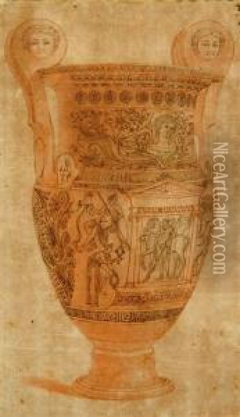 A Vase Belonging To Sir William Hamilton Oil Painting - Johann Anton Tischbein