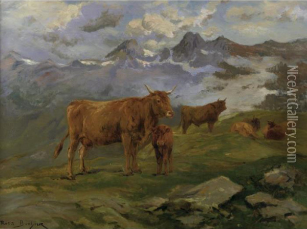 Cattle In The Pyrenees Oil Painting - Rosa Bonheur