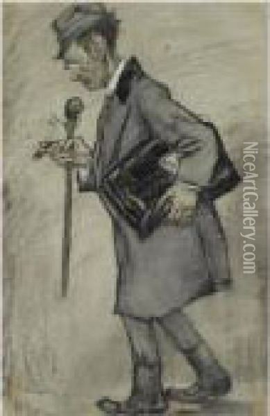 Karikatuur Van De Dichter Jacques Rensburg Oil Painting - Leo Gestel