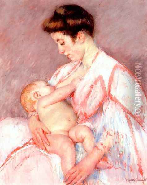 Baby John Being Nursed Oil Painting - Mary Cassatt