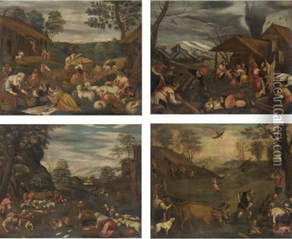 Le Quattro Stagioni Oil Painting - Jacopo Bassano (Jacopo da Ponte)