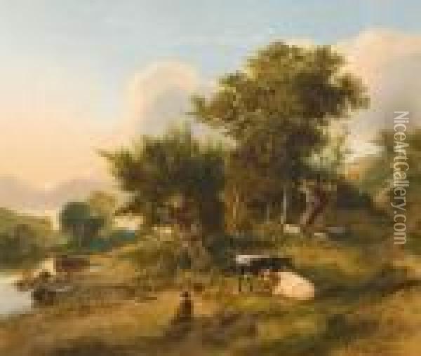 Norfolk River Scene Oil Painting - George Vincent