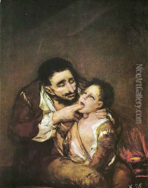 El garrotillo Oil Painting - Francisco De Goya y Lucientes