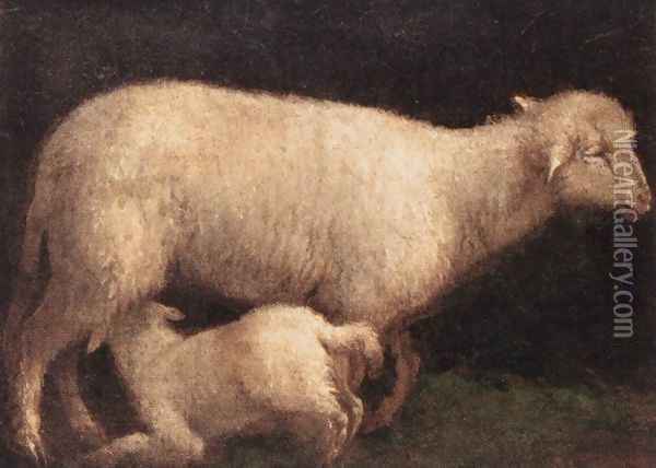 Sheep And Lamb 1560 Oil Painting - Jacopo Bassano (Jacopo da Ponte)