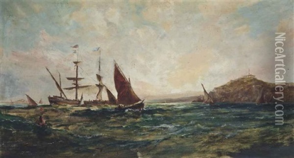 Shipping In The Bay Of Naples Oil Painting - Gustave de Breanski