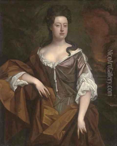 Portrait of a lady, traditionally identified as Queen Anne (1665-1714) Oil Painting - Sir Godfrey Kneller