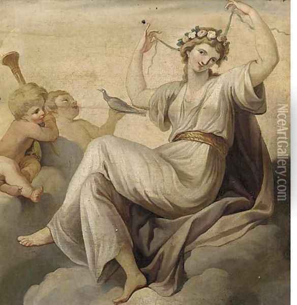 Flora and her cherubs Oil Painting - Italian School