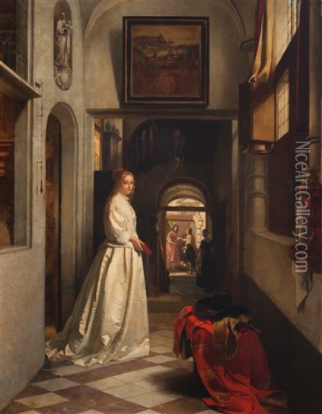 The Visit Oil Painting - Hubertus van Hove