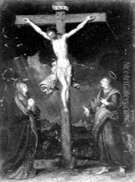 The Crucifixion With Mary And St. John Oil Painting - Hans Von Aachen