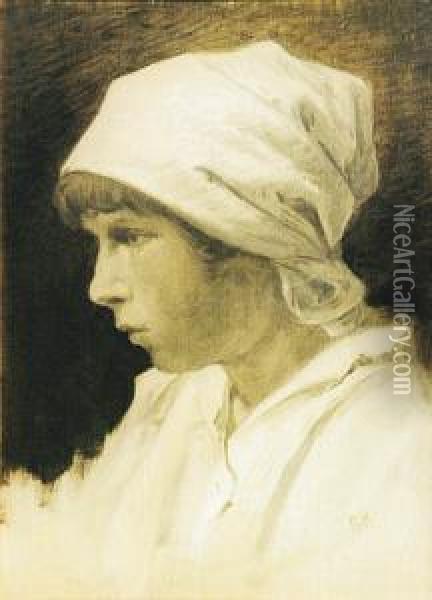 Studium Portretowe Dziewczyny Oil Painting - Roman Kochanowski