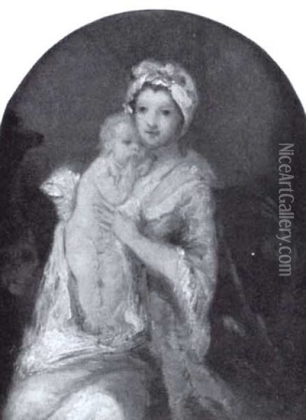 Portrait Of Mother And Infant Oil Painting - Gainsborough Dupont