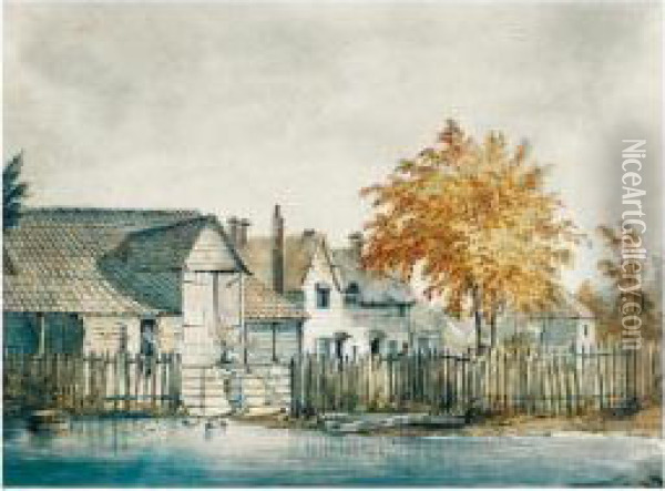 Feeding The Ducks, Loughton, Essex Oil Painting - William Orme