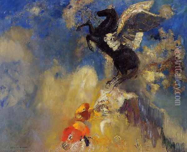 The Black Pegasus Oil Painting - Odilon Redon