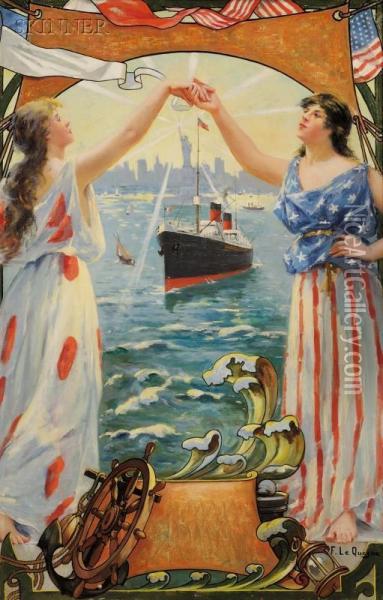 Lady Liberty Leading The Way Oil Painting - Fernand Lequesne