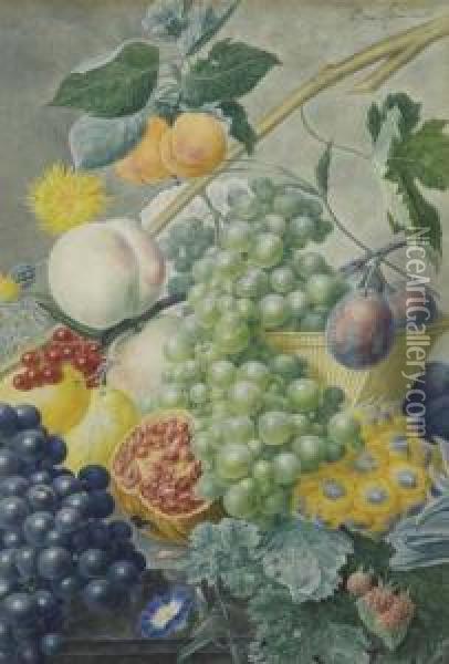 Fruit Still Life. Oil Painting - Cornelis van Spaendonck