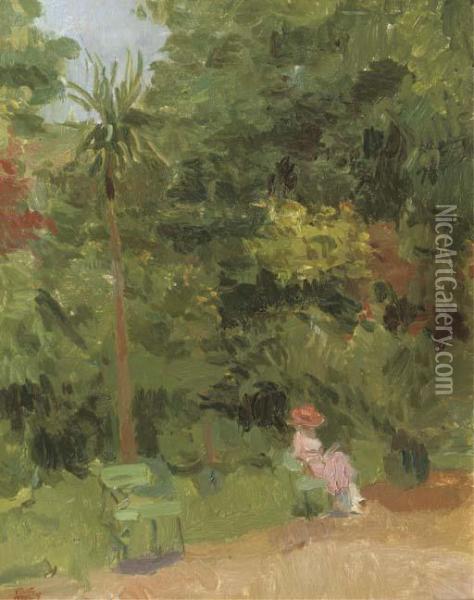 Lezend Meisje In Diergaarde: Reading In The Zoo, The Hague Oil Painting - Isaac Israels