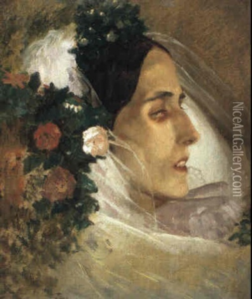Die Tote Braut Oil Painting - Ermenegildo Antonio Donadini