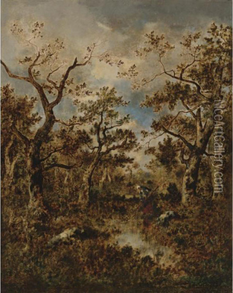 In The Forest Of Fontainebleau Oil Painting - Narcisse-Virgile D Az De La Pena