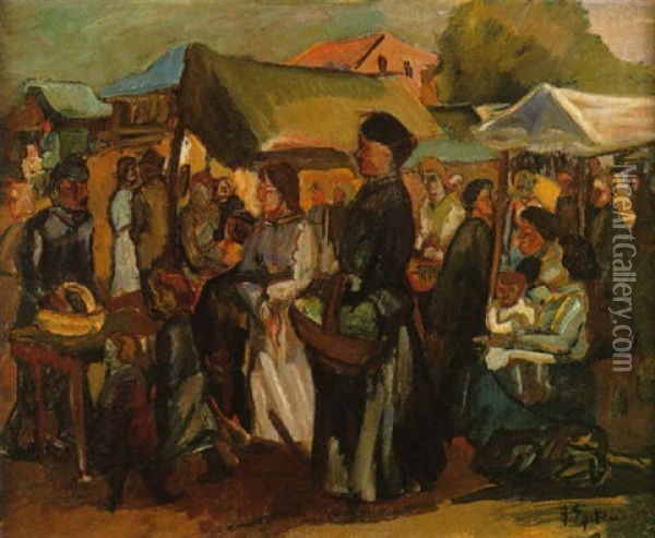 Scene De Marche En Pologne Oil Painting - Henri Epstein