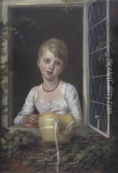 Southesa Bildnis Eines Kleinen Madchens Mit Strohhut Oil Painting - Richard Livesay