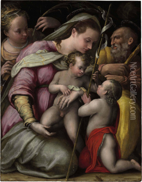 The Holy Family With The Young Saint John The Baptist And Saint Catherine Of Alexandria Oil Painting - Lavinia Fontana