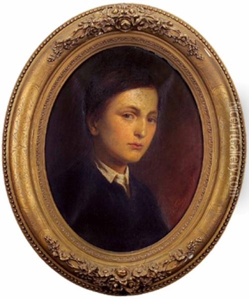 Portrait Eines Knaben (friedrich Herzenskron, 12 Jahre Alt) Oil Painting - Joseph Flueggen