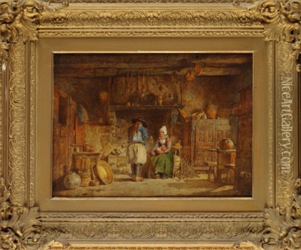 Interior *** Angner Near Quimper, Brittany Oil Painting - Alfred Provis
