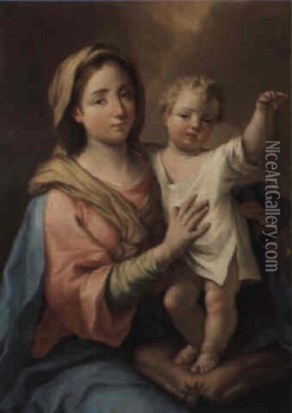 Madonna And Child Oil Painting - Pompeo Girolamo Batoni