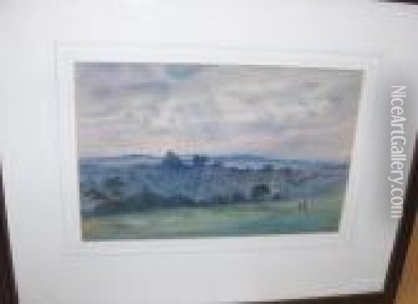 Landscape At Dusk Oil Painting - Charles Napier Hemy