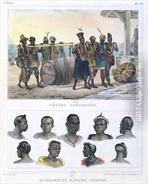 Slaves Carrying a Barrel and Black People Oil Painting - Jean Baptiste Debret