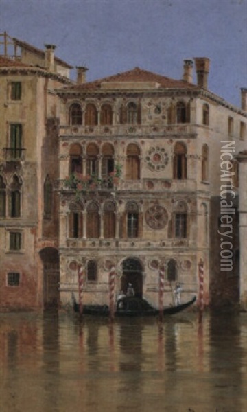 Gondola Before The Palazzo Dario, Venice Oil Painting - Antonietta Brandeis
