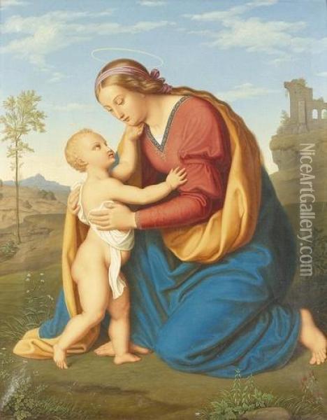 Madonna Mit Dem Jesuskind. Oil Painting - Bernhard Endres