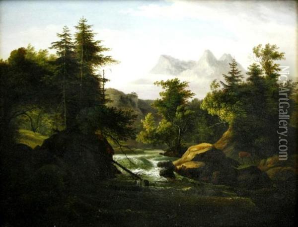 Gebirgslandschaft Mit Wildbach Oil Painting - Jacob Van Ruisdael