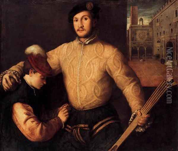 A Ballplayer and His Page Oil Painting - Francesco Beccaruzzi