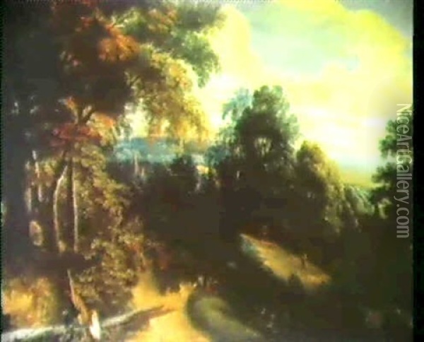 Flandrische Landschaft Mit Hohen Laubbaumen..... Oil Painting - Jacques d' Arthois